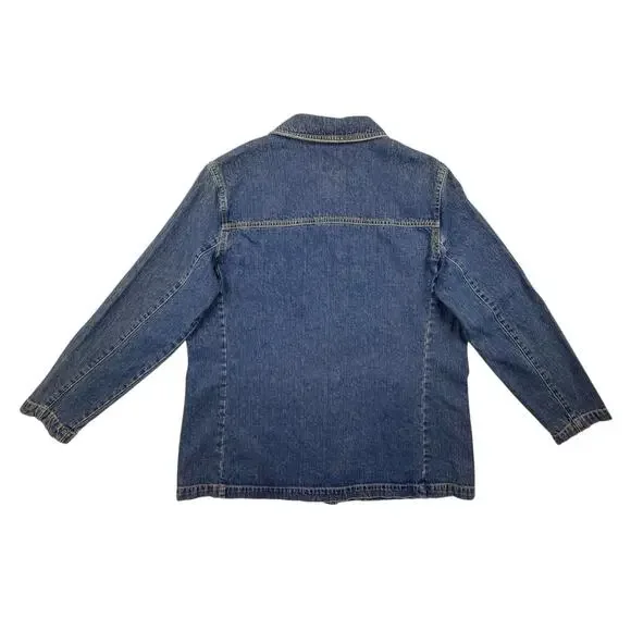 Field Gear Denim Chore Barn Coat Womens Large Blue Denim 90s Cotton Jean Jacket - Picture 4 of 7